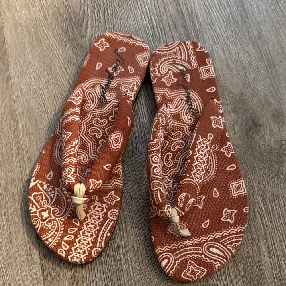 Free People bandanna print flip flops
